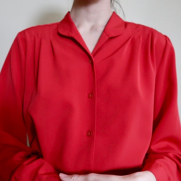 Woman’s Vintage 80s Worthington Essentials Red Blouse Still Has Original Tags - Picture 2 of 9